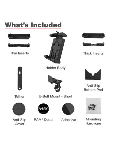 RAM® Quick-GripT Pro XL Phone Mount with Handlebar U-Bolt Base - Short