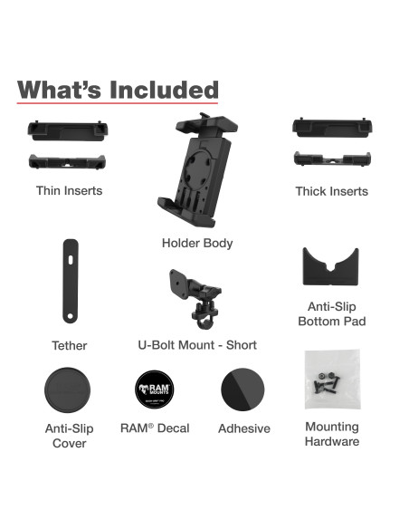 RAM® Quick-GripT Pro XL Phone Mount with Handlebar U-Bolt Base - Short