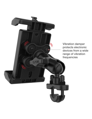 RAM® Quick-GripT Pro XL Vibration Damping Phone Mount with U-Bolt Base