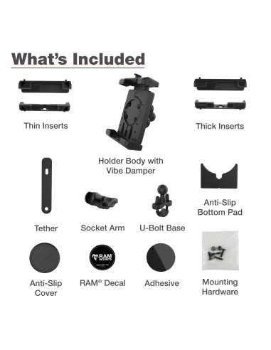 RAM® Quick-GripT Pro XL Vibration Damping Phone Mount with U-Bolt Base