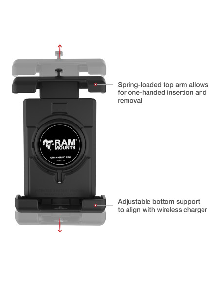 RAM® Quick-GripT Pro XL Phone Mount with Fork Stem Base - Short