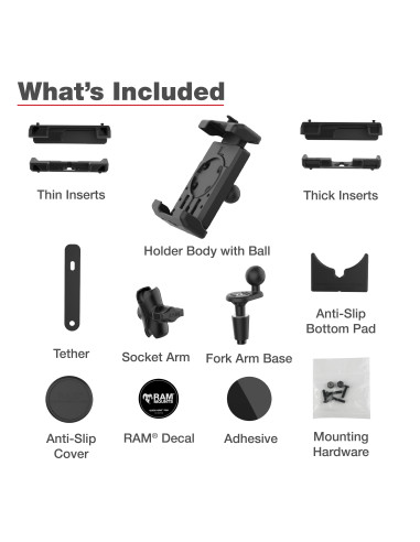 RAM® Quick-GripT Pro XL Phone Mount with Fork Stem Base - Short