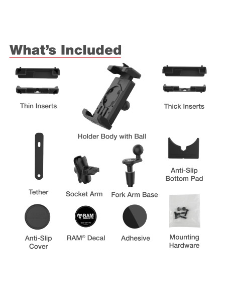 RAM® Quick-GripT Pro XL Phone Mount with Fork Stem Base - Short