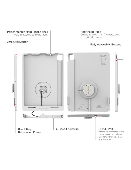 IntelliSkin® Thin-CaseT for iPad Pro 12.9 3-5 Gen (Rear Pogo Pads) Gray
