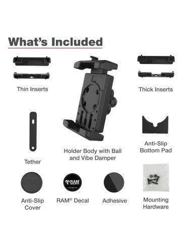 RAM® Quick-GripT Pro XL Phone Holder with Ball & Vibration Damper