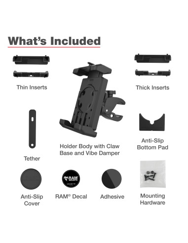 RAM® Quick-GripT Pro XL Vibration Damping Phone Mount with Tough-ClawT