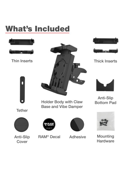 RAM® Quick-GripT Pro XL Vibration Damping Phone Mount with Tough-ClawT
