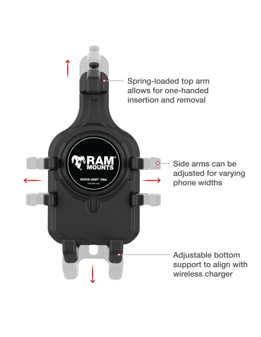 RAM® Quick-GripT Pro Phone Mount with Handlebar U-Bolt Base - Short