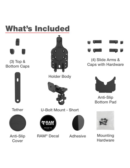 RAM® Quick-GripT Pro Phone Mount with Handlebar U-Bolt Base - Short