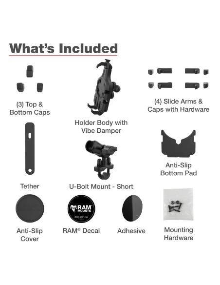 RAM® Quick-GripT Pro Vibration Damping Phone Mount with U-Bolt Base