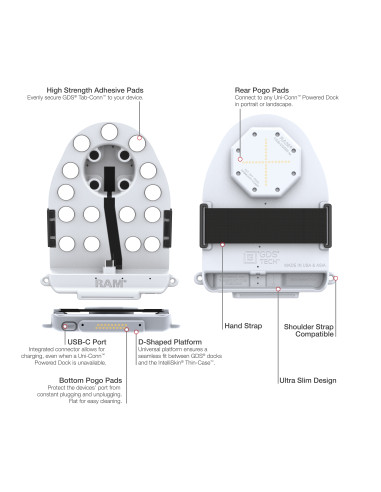 GDS® Tab-ConnT for OtterBox Defender Cases (D Shape & Rear Pads) - Gray
