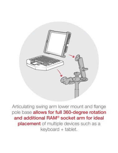 RAM® Tele-PoleT with 12" & 18" Poles and Double Ball Mount