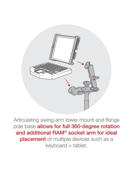 RAM® Tele-PoleT with 12" & 18" Poles and Double Ball Mount