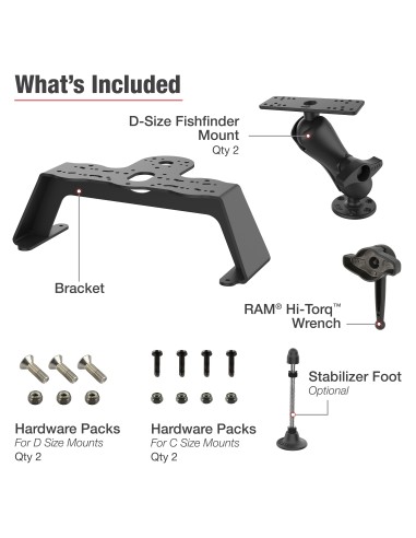 RAM® Fishfinder Deck Kit with Dual Marine Electronic Mount
