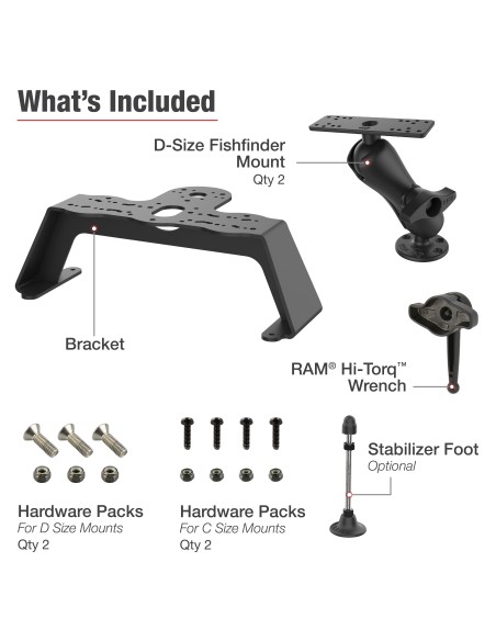 RAM® Fishfinder Deck Kit with Dual Marine Electronic Mount