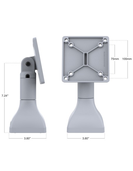 RAM® 7" Pedestal Mount with 100mm & 75mm VESA Patterns - Gray