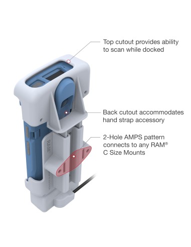 RAM® Powered Dock with Pogo Pins for Zebra HC20 & HC50