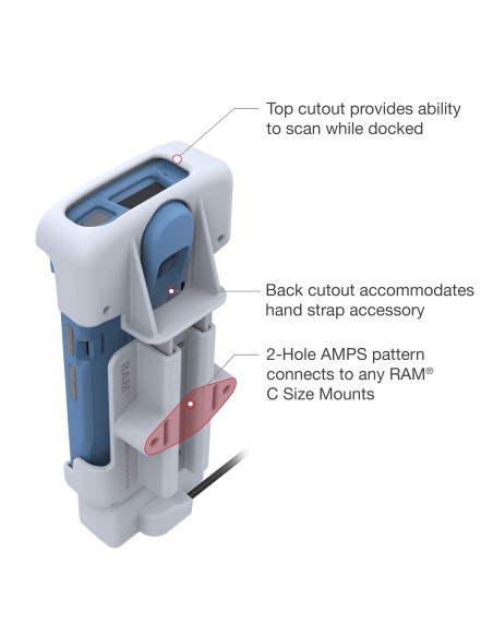 RAM® Powered Dock with Pogo Pins for Zebra HC20 & HC50
