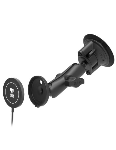 RAM® Twist-LockT Suction Cup Mount with RAM® Qi2 15W Wireless Charger