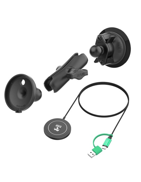RAM® Twist-LockT Suction Cup Mount with RAM® Qi2 15W Wireless Charger