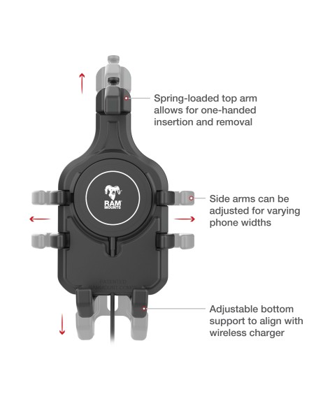 RAM® Quick-GripT Pro Suction Cup Mount with Qi2 15W Wireless Charger