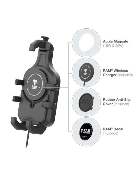 RAM® Quick-GripT Pro Suction Cup Mount with Qi2 15W Wireless Charger
