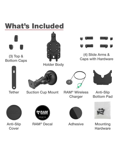 RAM® Quick-GripT Pro Suction Cup Mount with Qi2 15W Wireless Charger