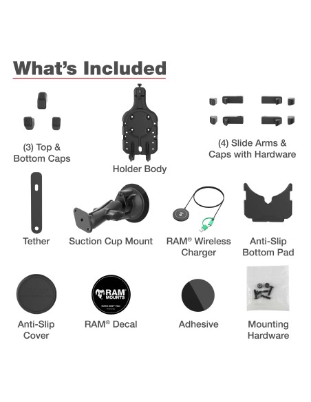 RAM® Quick-GripT Pro Suction Cup Mount with Qi2 15W Wireless Charger