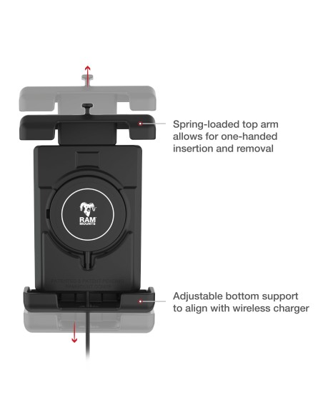 RAM® Quick-GripT Pro XL Suction Cup Mount with Qi2 15W Wireless Charger