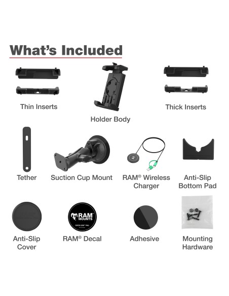 RAM® Quick-GripT Pro XL Suction Cup Mount with Qi2 15W Wireless Charger