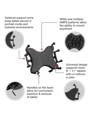 RAM® X-Grip® Dashboard Mount with Backing Plate for 9"-11" Tablets