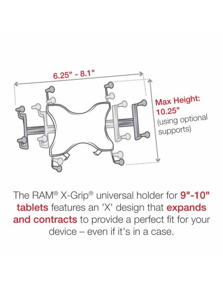 RAM® X-Grip® with RAM® PodT I Vehicle Mount for 9"-11" Tablets