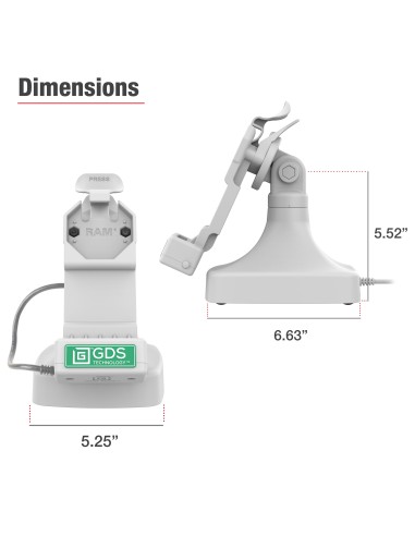 GDS® Uni-ConnT Tilt & Swivel Dock with PoE + Data - Gray