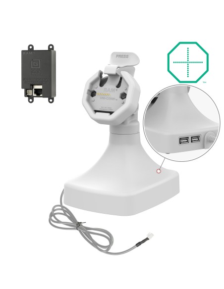 GDS® Uni-ConnT Powered Tilt & Swivel Dock with PoE + Data - Gray GDS® Uni-ConnT Powered Tilt & Swivel Dock with PoE + Data - Gray
