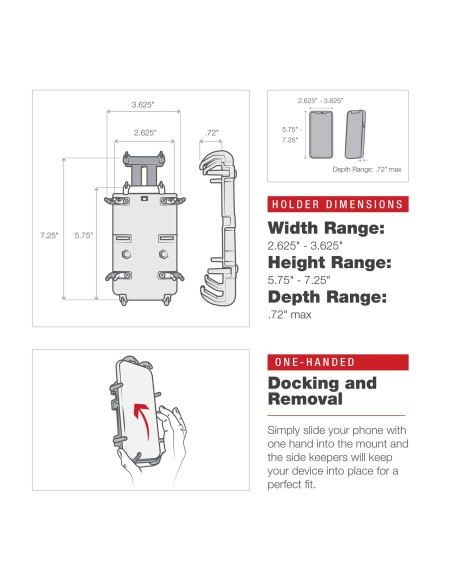 RAM® Quick-GripT XL Phone Mount with Rotating Low-Profile Tough-ClawT