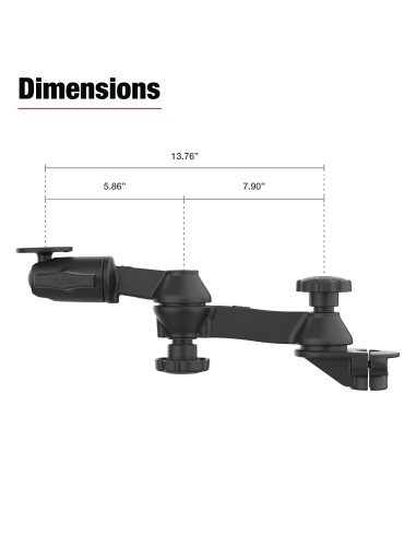 RAM® 90-Degree Dual Swing Arm Mount with Ball for Tough-BarT