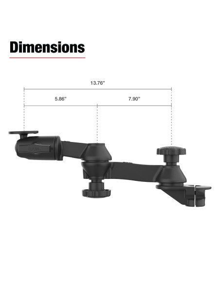 RAM® 90-Degree Dual Swing Arm Mount with Ball for Tough-BarT