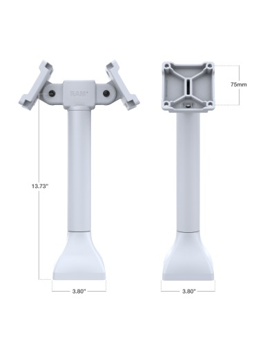 RAM® 14" Pedestal Mount with Dual 75mm VESA Adapters - Gray