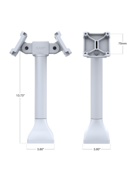 RAM® 14" Pedestal Mount with Dual 75mm VESA Adapters - Gray