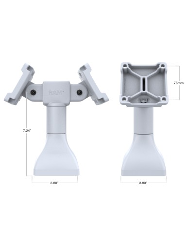RAM® 7" Pedestal Mount with Dual 75mm VESA Adapters - Gray