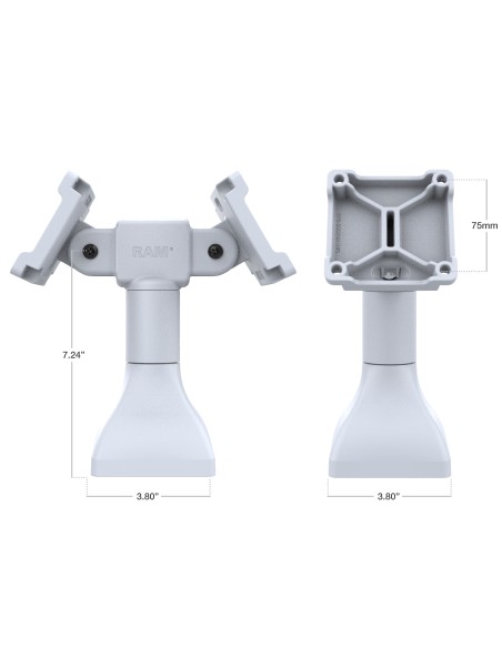 RAM® 7" Pedestal Mount with Dual 75mm VESA Adapters - Gray