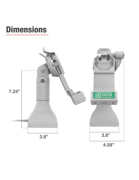 GDS® Uni-ConnT 7" Locking Pedestal Dock with PoE - Gray