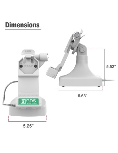 GDS® Uni-ConnT Locking Tilt & Swivel Dock with USB-C + Data - Gray