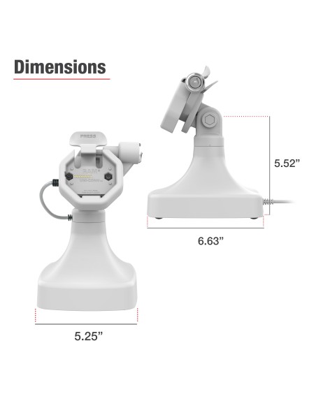 GDS® Uni-ConnT Powered Locking Tilt & Swivel Dock with PoE + Data - Gray