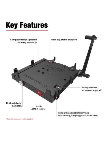 RAM® Tough-TrayT III Spring Loaded Laptop Tray