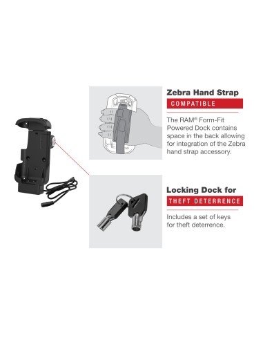 RAM® Key-Locking Form-Fit Powered Dock for Zebra TC73 & TC78