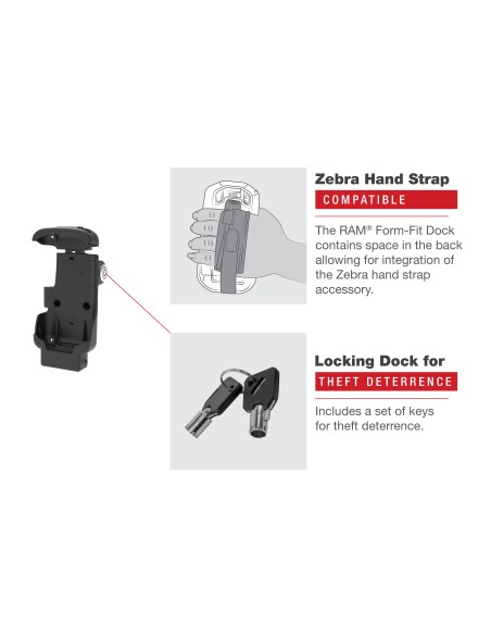RAM® Key-Locking Form-Fit Holder for Zebra TC73 & TC78