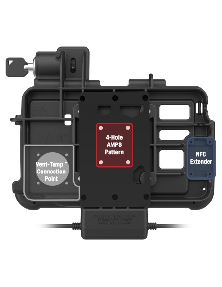 Locking RAM® Thin-DockT + Dual USB for Zebra ET401 8"