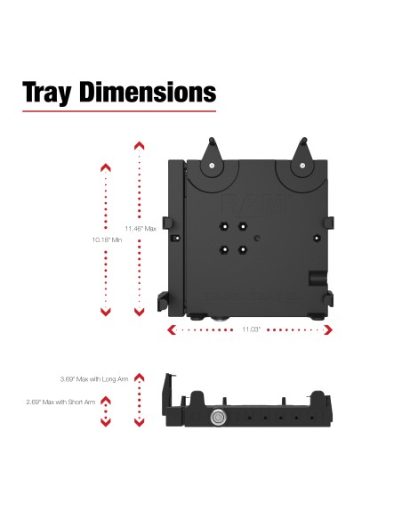RAM® No-DrillT Laptop Mount for '98-24 Express Van, Savana Van + More