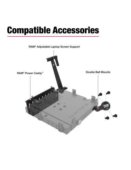 RAM® No-DrillT Laptop Mount for '99-16 Ford F-250 - F750 + More